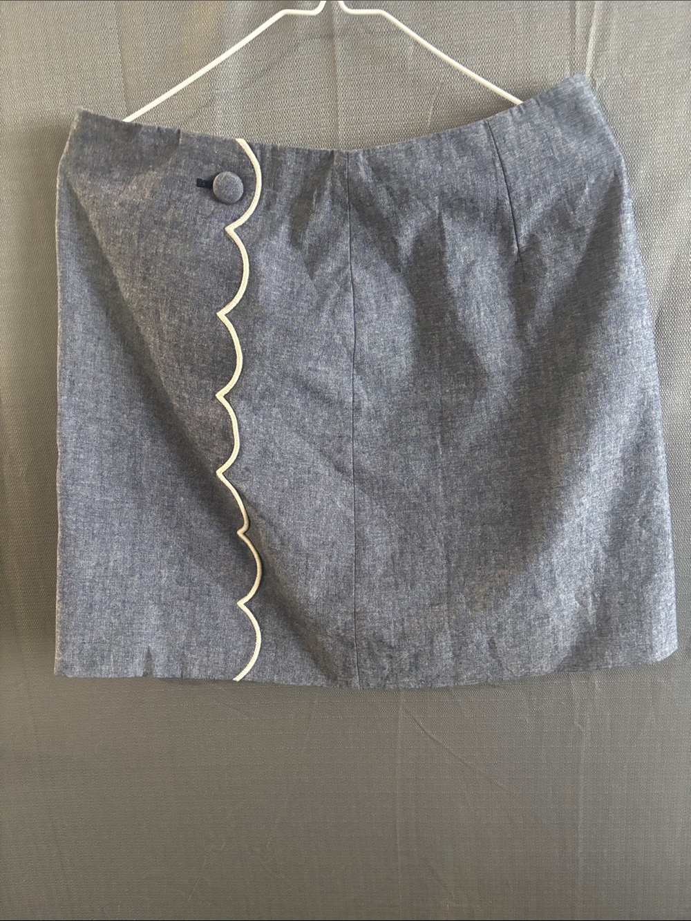 J. Crew Navy Mini Skirt with Cream Scallop Trim